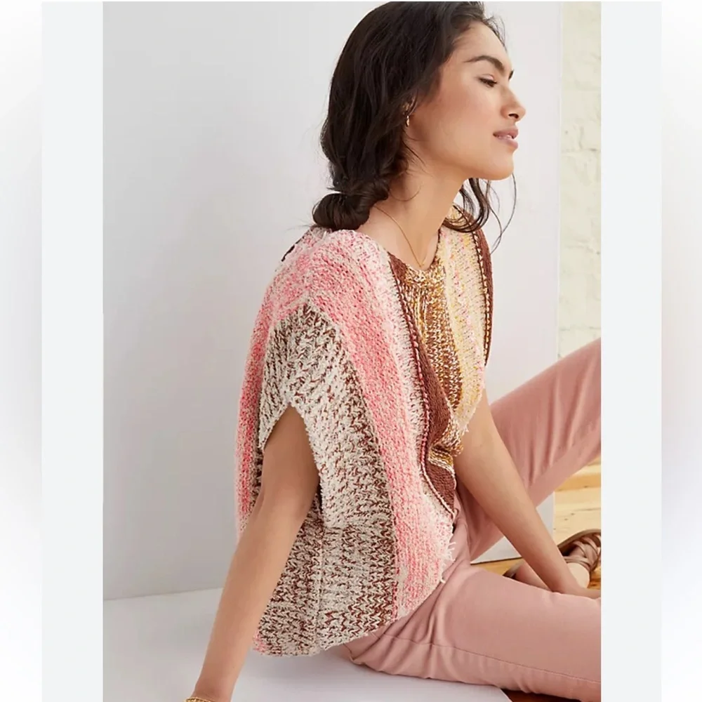 Anthropologie Textured Sweater Pancho Top - Size XS - Picture 3 of 11